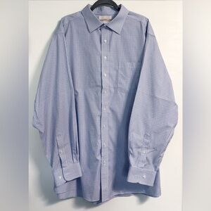 Roundtree & Yorke Gold Label 18.5 Tall Blue Check Non-Iron Dress Shirt Spring